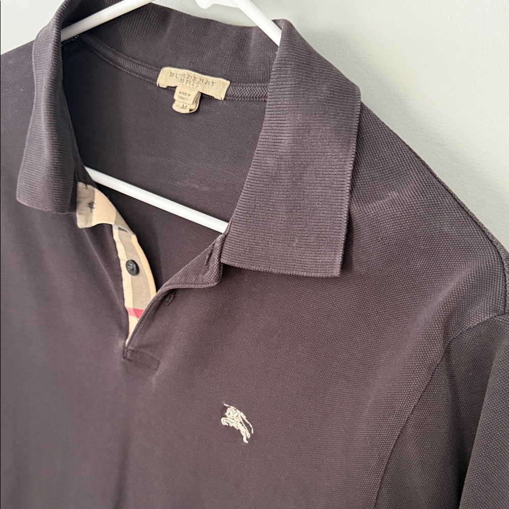 Burberry Black Polo Shirt with Check Detail - Picture 3 of 4